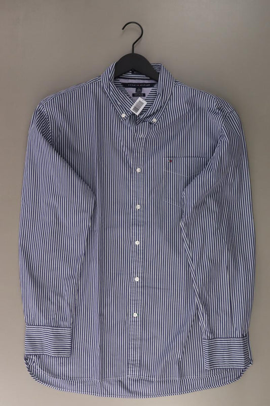 Tommy Hilfiger Langarmhemd für Herren Gr. XL gestreift blau aus Baumwolle