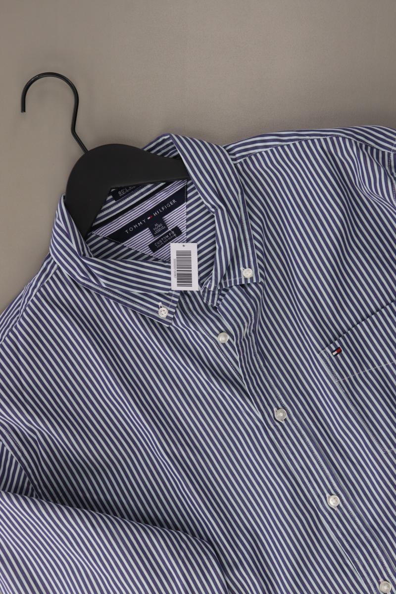 Tommy Hilfiger Langarmhemd für Herren Gr. XL gestreift blau aus Baumwolle