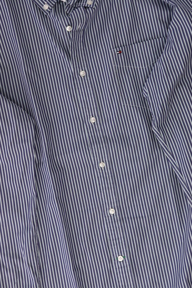 Tommy Hilfiger Langarmhemd für Herren Gr. XL gestreift blau aus Baumwolle