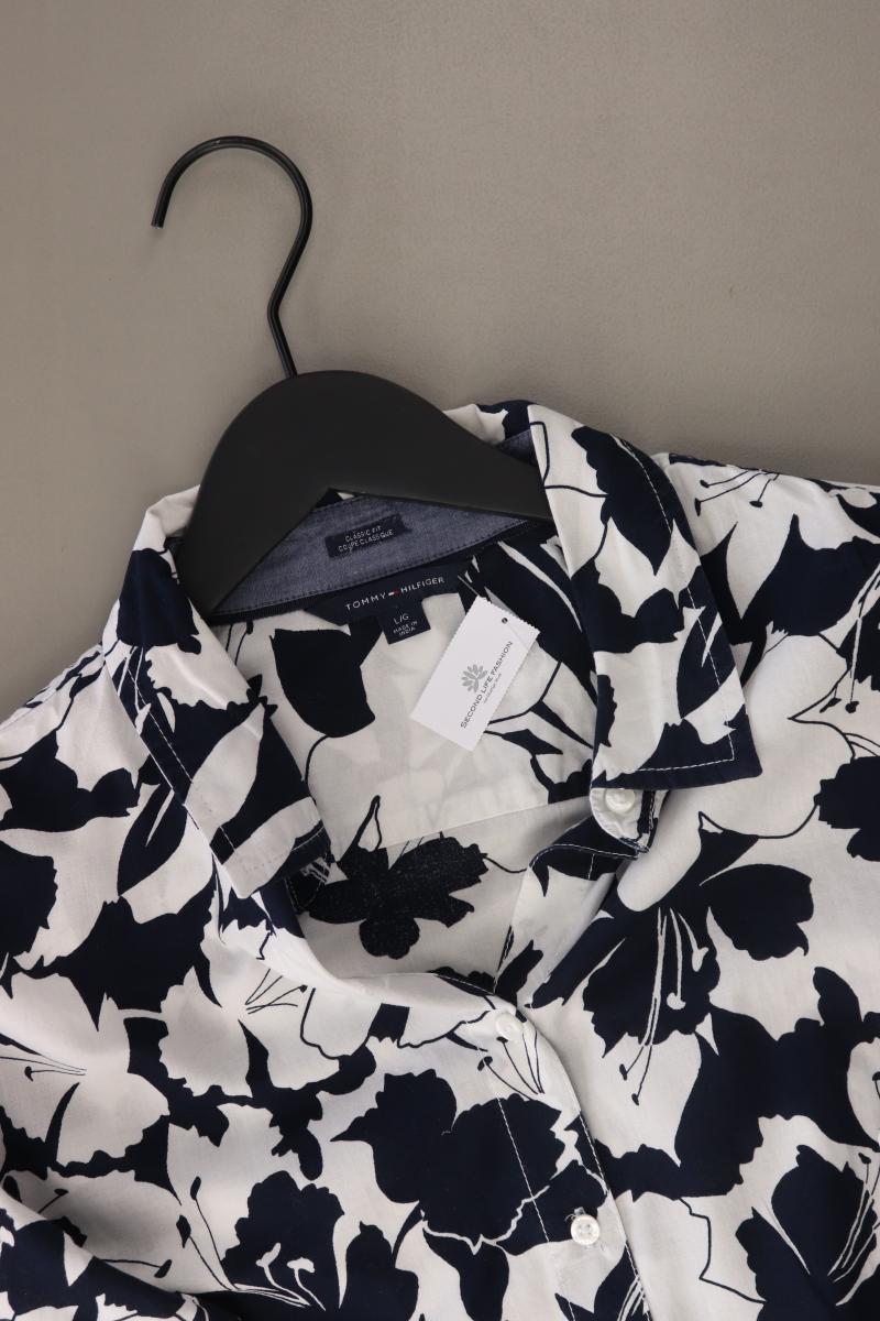 Tommy Hilfiger Langarmbluse Gr. L mit Blumenmuster blau aus Baumwolle