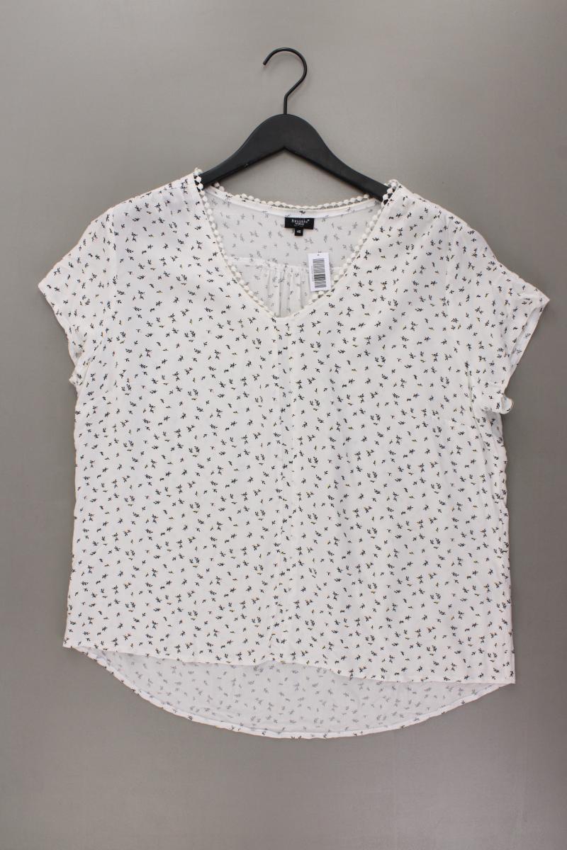 Bexleys Bluse Gr. 46 mit Blumenmuster Kurzarm weiß aus Viskose