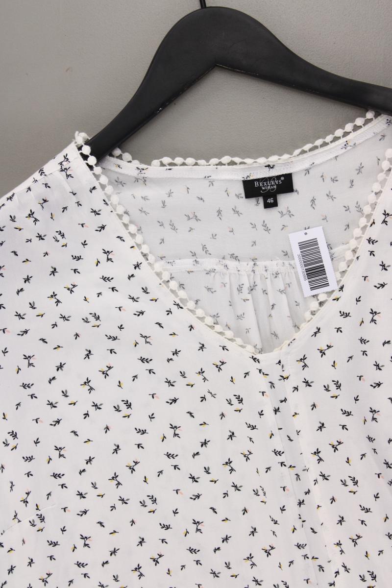 Bexleys Bluse Gr. 46 mit Blumenmuster Kurzarm weiß aus Viskose