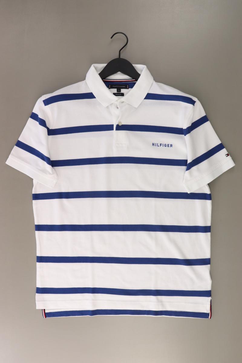 Tommy Hilfiger Poloshirt für Herren Gr. XL gestreift Kurzarm weiß aus Baumwolle