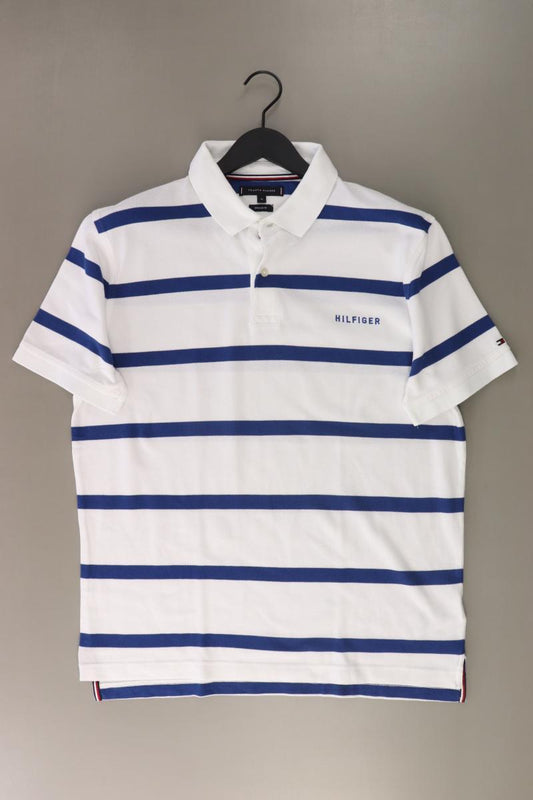 Tommy Hilfiger Poloshirt für Herren Gr. XL gestreift Kurzarm weiß aus Baumwolle
