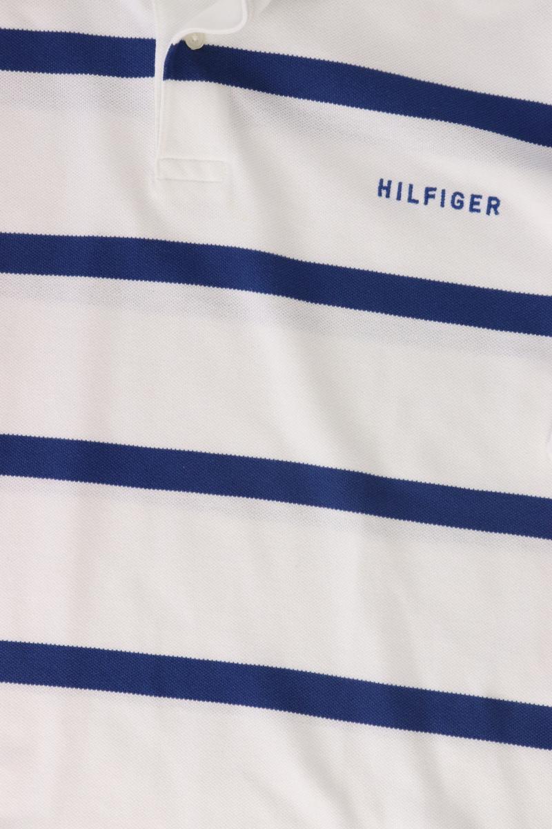 Tommy Hilfiger Poloshirt für Herren Gr. XL gestreift Kurzarm weiß aus Baumwolle