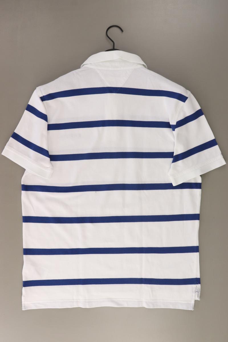 Tommy Hilfiger Poloshirt für Herren Gr. XL gestreift Kurzarm weiß aus Baumwolle