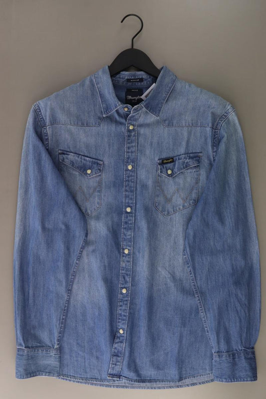 Wrangler Jeanshemd für Herren Gr. XL Langarm blau aus Baumwolle