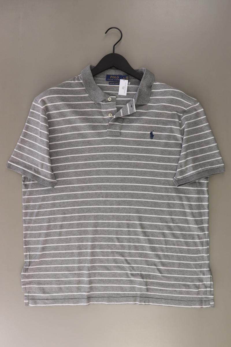 Ralph Lauren Poloshirt für Herren Gr. XL gestreift Kurzarm grau