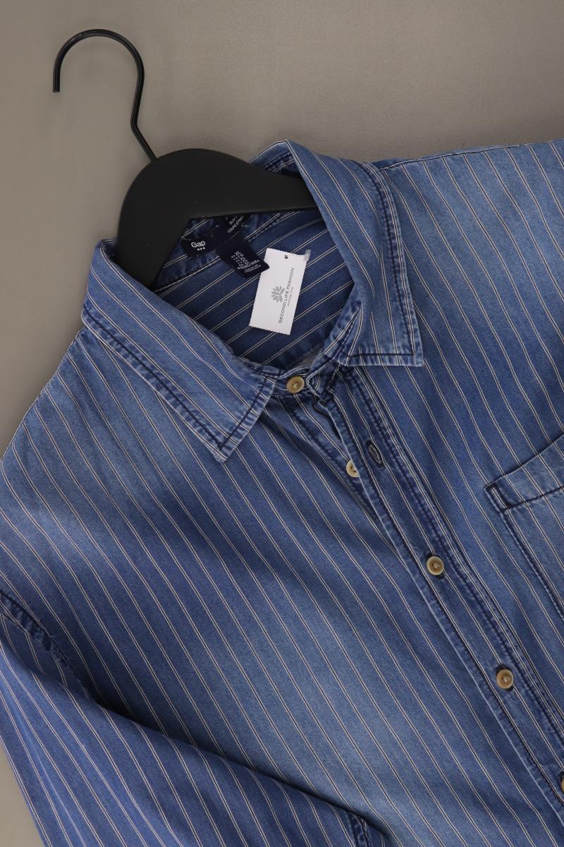 GAP Jeanshemd für Herren Gr. XL gestreift Langarm blau aus Baumwolle