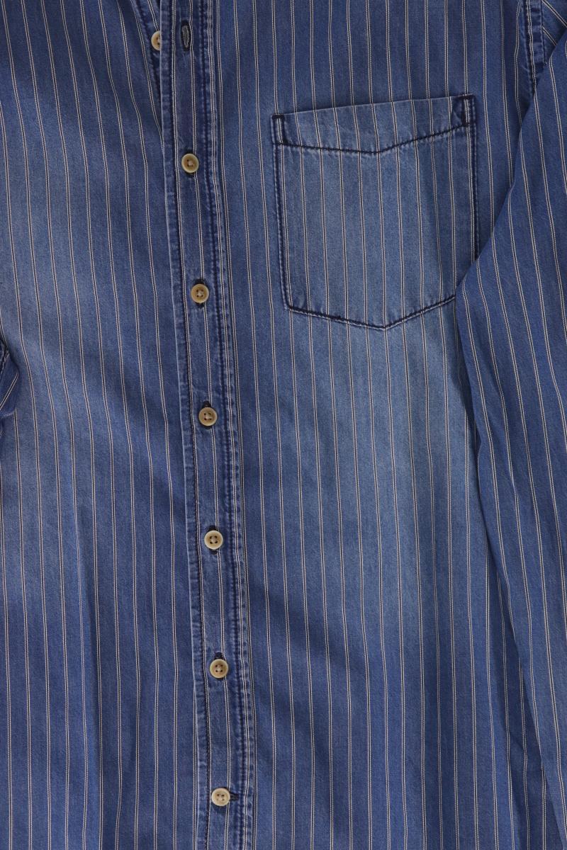 GAP Jeanshemd für Herren Gr. XL gestreift Langarm blau aus Baumwolle