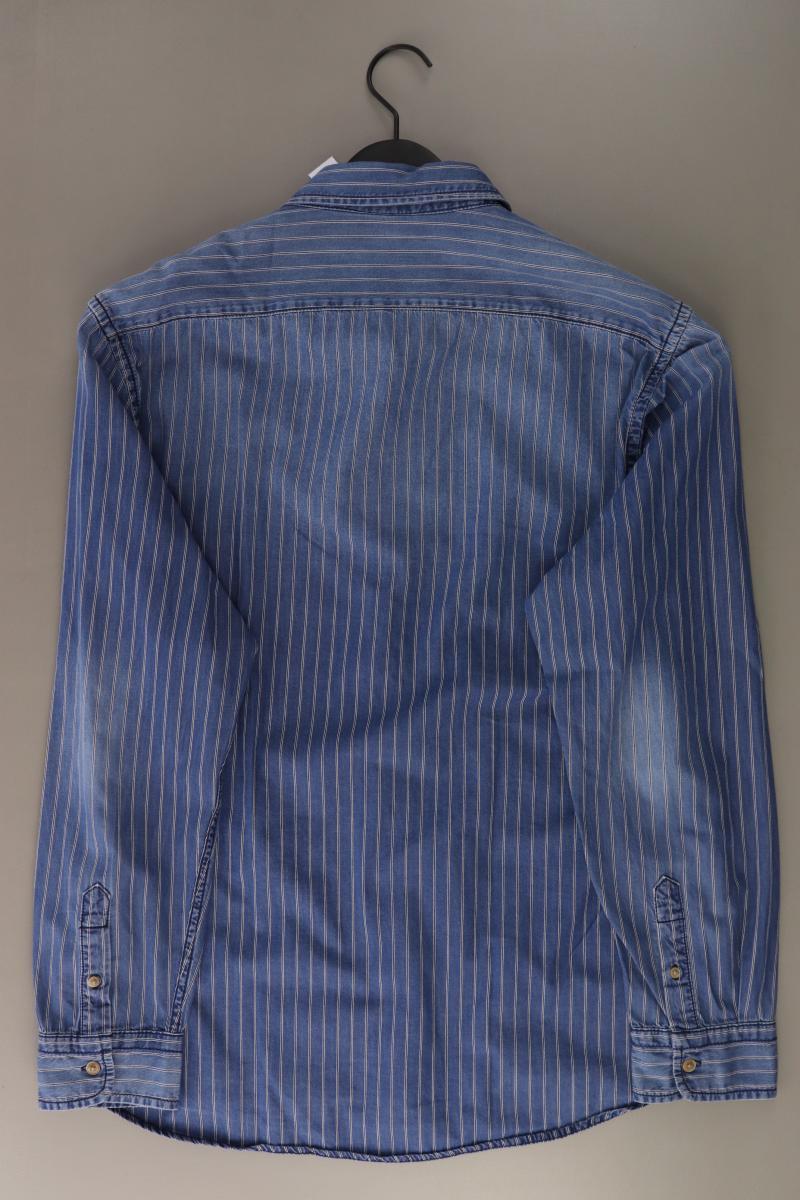 GAP Jeanshemd für Herren Gr. XL gestreift Langarm blau aus Baumwolle