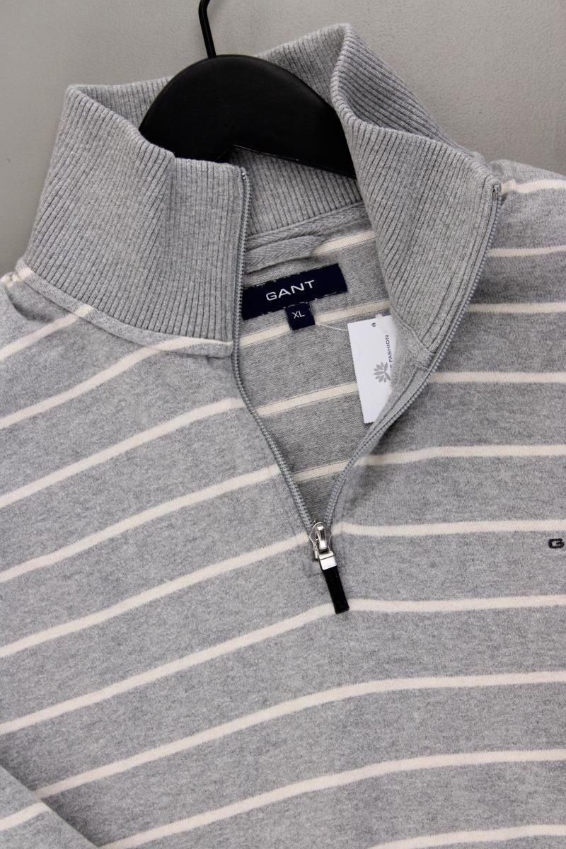 Gant Feinstrickpullover für Herren Gr. XL gestreift grau aus Baumwolle
