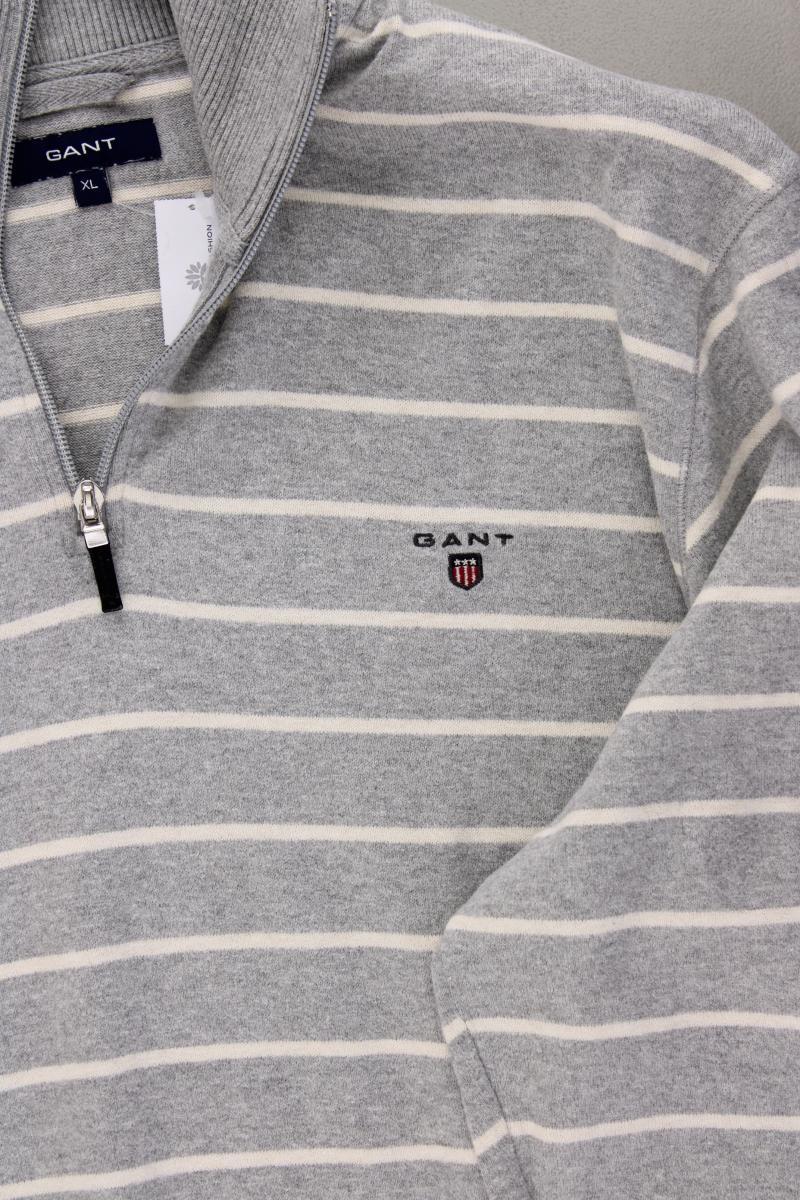 Gant Feinstrickpullover für Herren Gr. XL gestreift grau aus Baumwolle