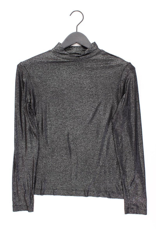 Esprit Longsleeve-Shirt Gr. L neuwertig Langarm mit Glitzer silber aus Viskose