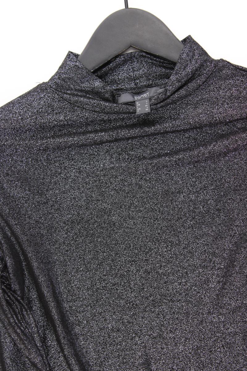 Esprit Longsleeve-Shirt Gr. L neuwertig Langarm mit Glitzer silber aus Viskose