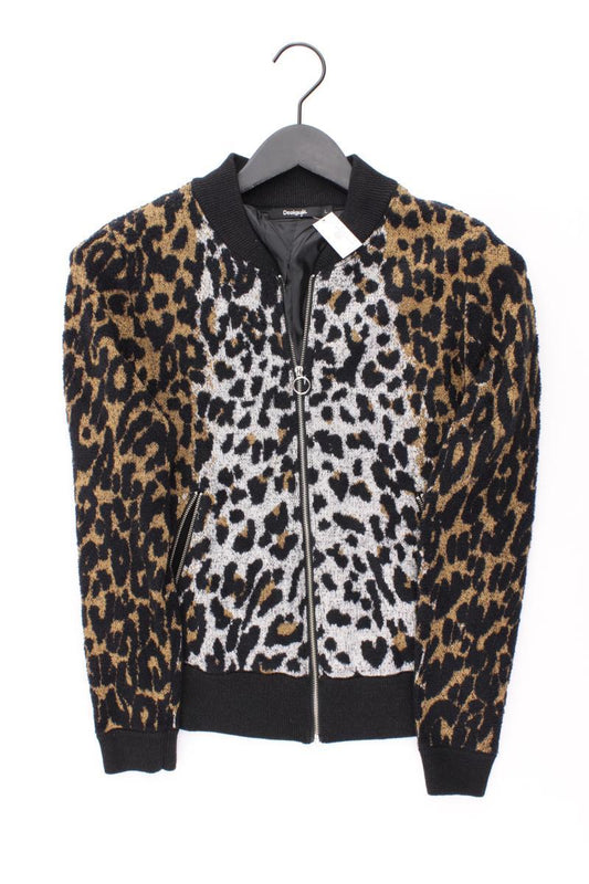 Desigual Strickjacke Gr. L mit Tierdruck Langarm braun aus Polyamid