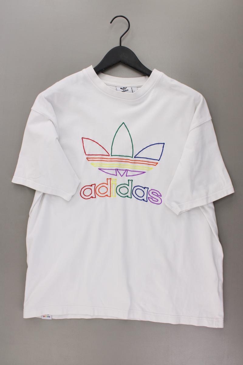Adidas T-Shirt für Herren Gr. L Kurzarm weiß aus Baumwolle