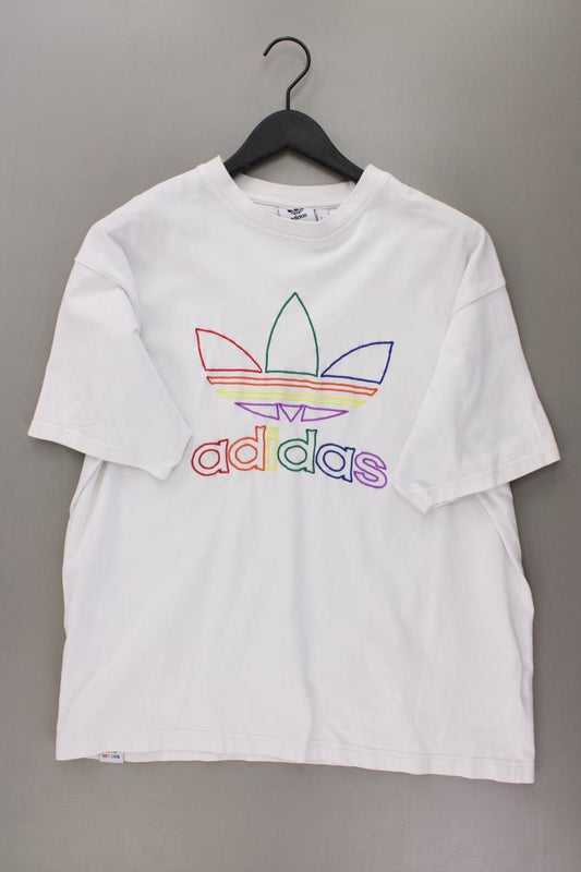 Adidas T-Shirt für Herren Gr. L Kurzarm weiß aus Baumwolle