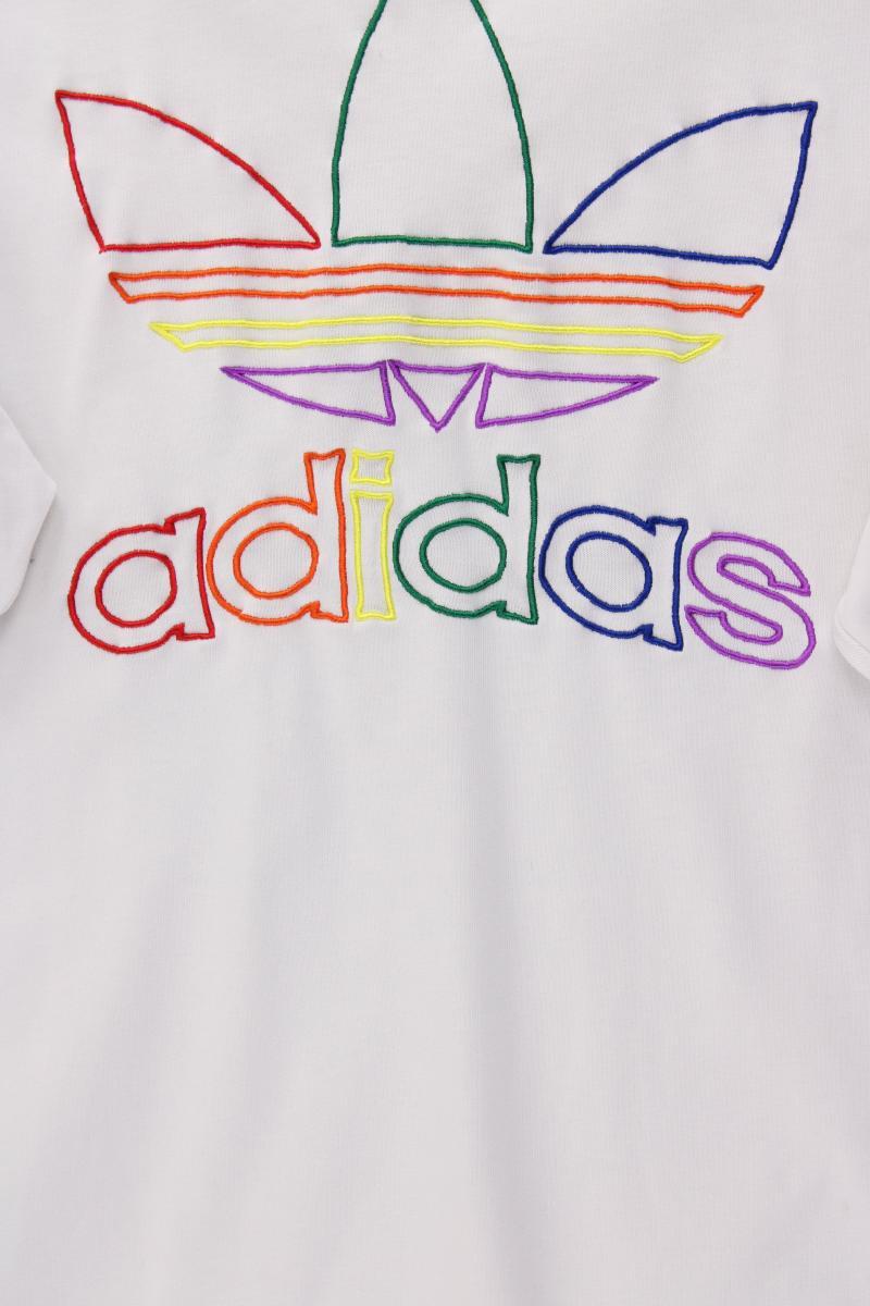 Adidas T-Shirt für Herren Gr. L Kurzarm weiß aus Baumwolle