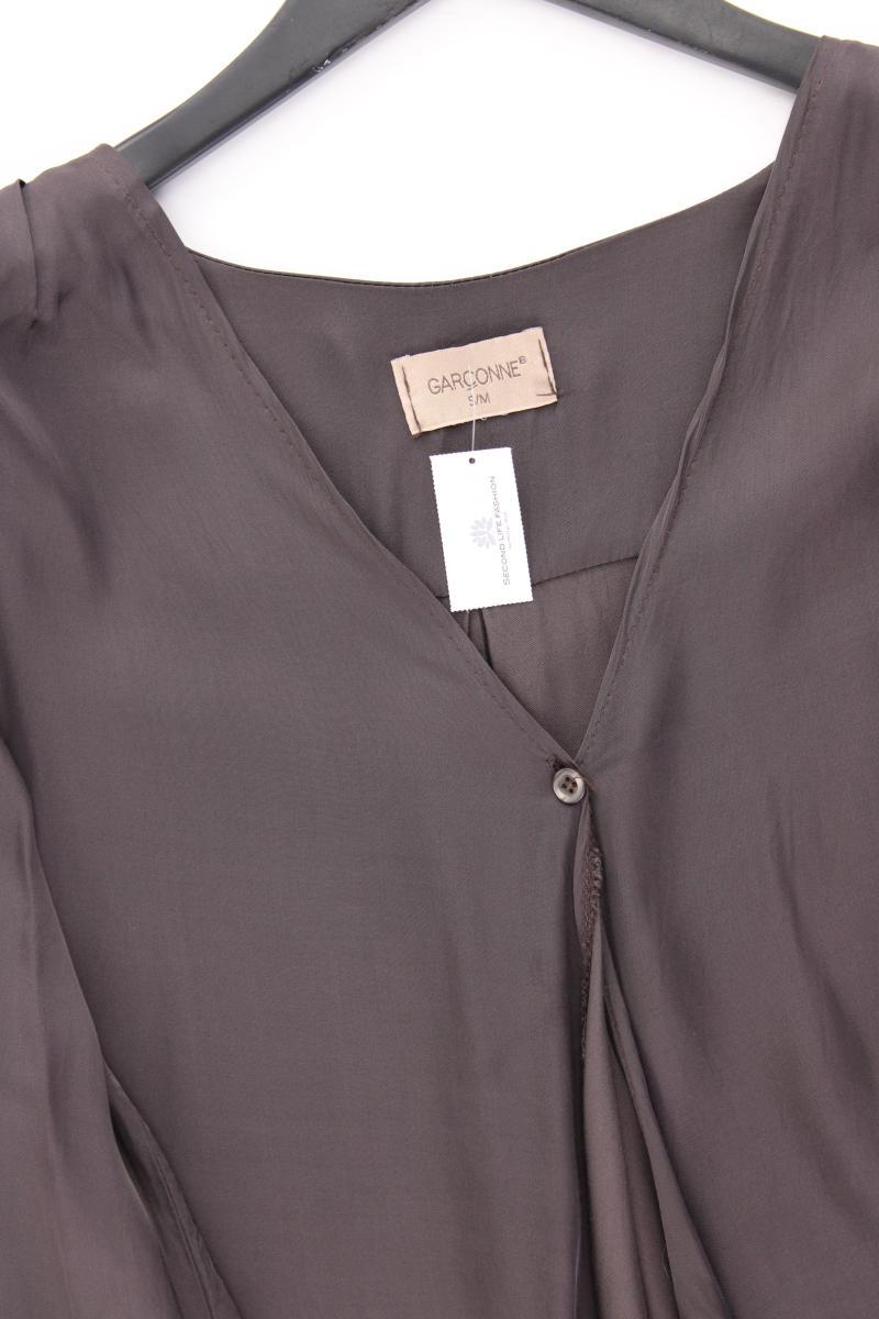 Garconne Wickelbluse mit Seide Gr. S/M Langarm braun aus Viskose