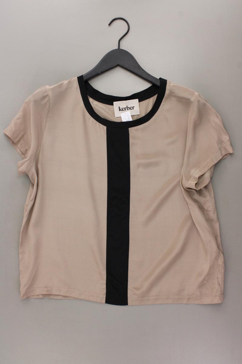 Kerber Seidenbluse Gr. 42 Kurzarm creme
