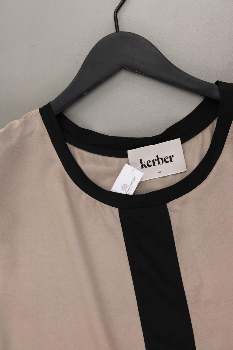 Kerber Seidenbluse Gr. 42 Kurzarm creme