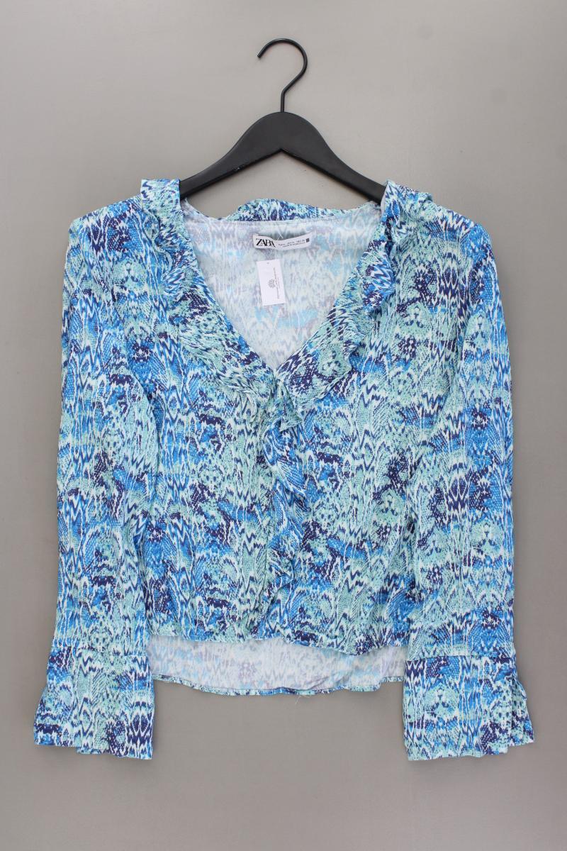 Zara Langarmbluse Gr. XL blau aus Viskose