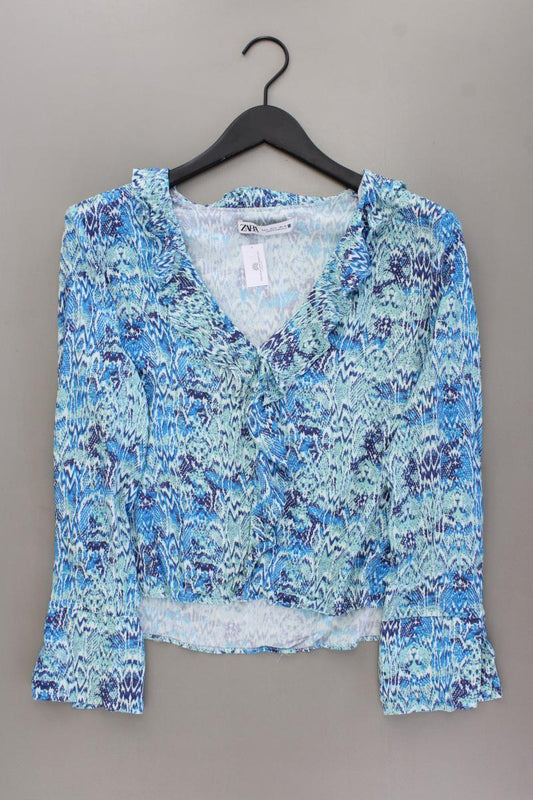 Zara Langarmbluse Gr. XL blau aus Viskose
