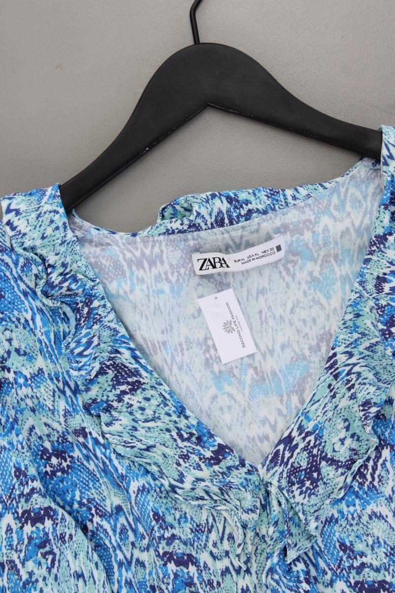 Zara Langarmbluse Gr. XL blau aus Viskose