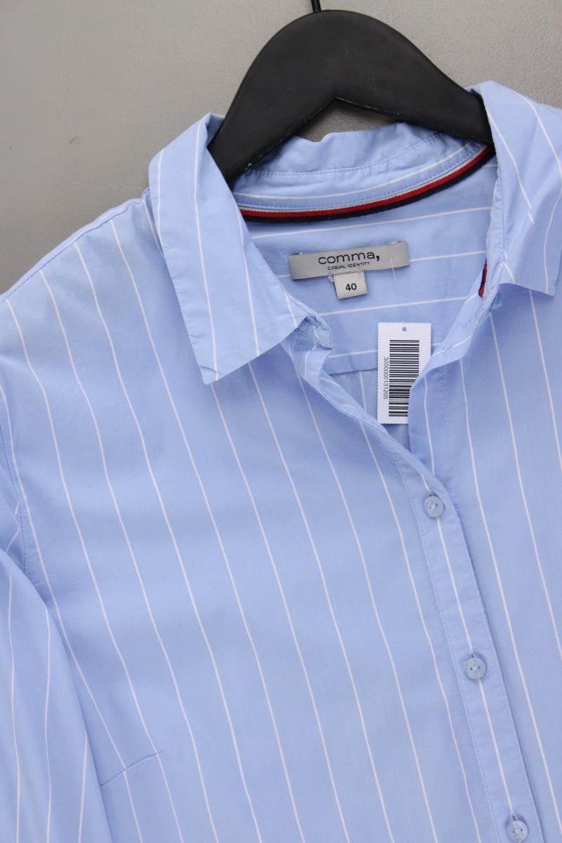 comma, Langarmbluse Gr. 40 gestreift blau aus Baumwolle