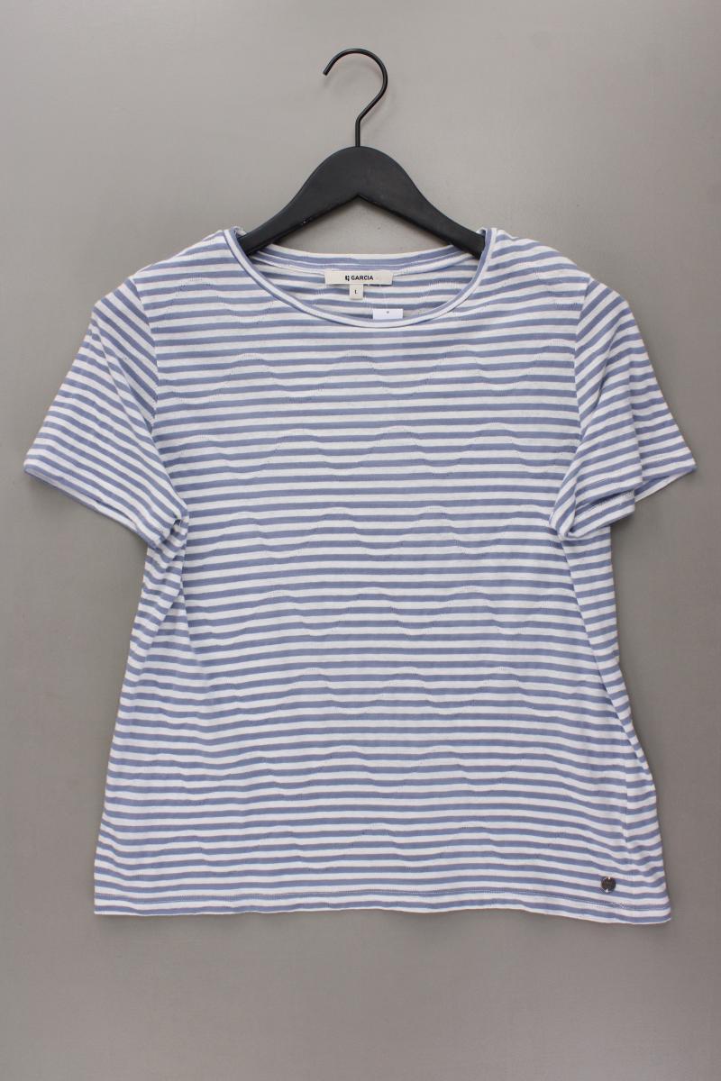 Garcia Jeans Ringelshirt Gr. L gestreift Kurzarm blau aus Baumwolle