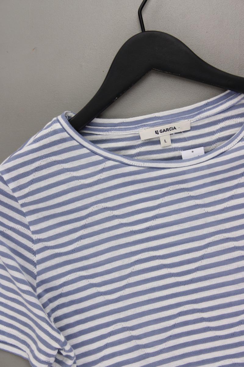 Garcia Jeans Ringelshirt Gr. L gestreift Kurzarm blau aus Baumwolle