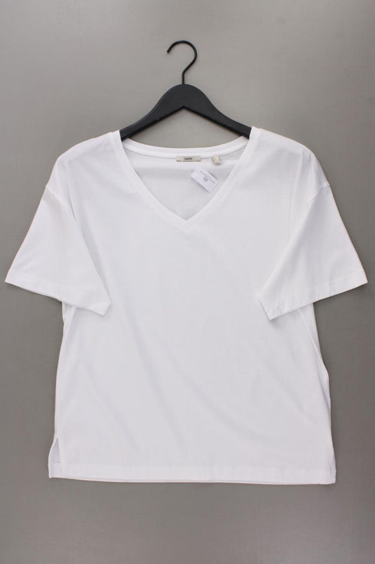 Esprit Shirt mit V-Ausschnitt Gr. M neuwertig Kurzarm weiß aus Modal