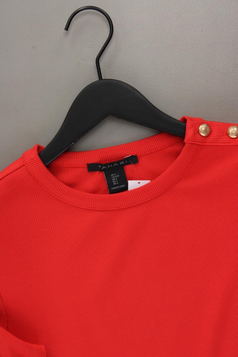 Tahari Shirt Gr. L Kurzarm rot aus Viskose