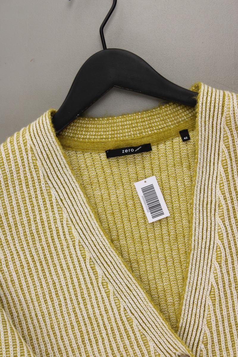 Zero Strickjacke Gr. 42 neuwertig Langarm gelb aus Polyacryl