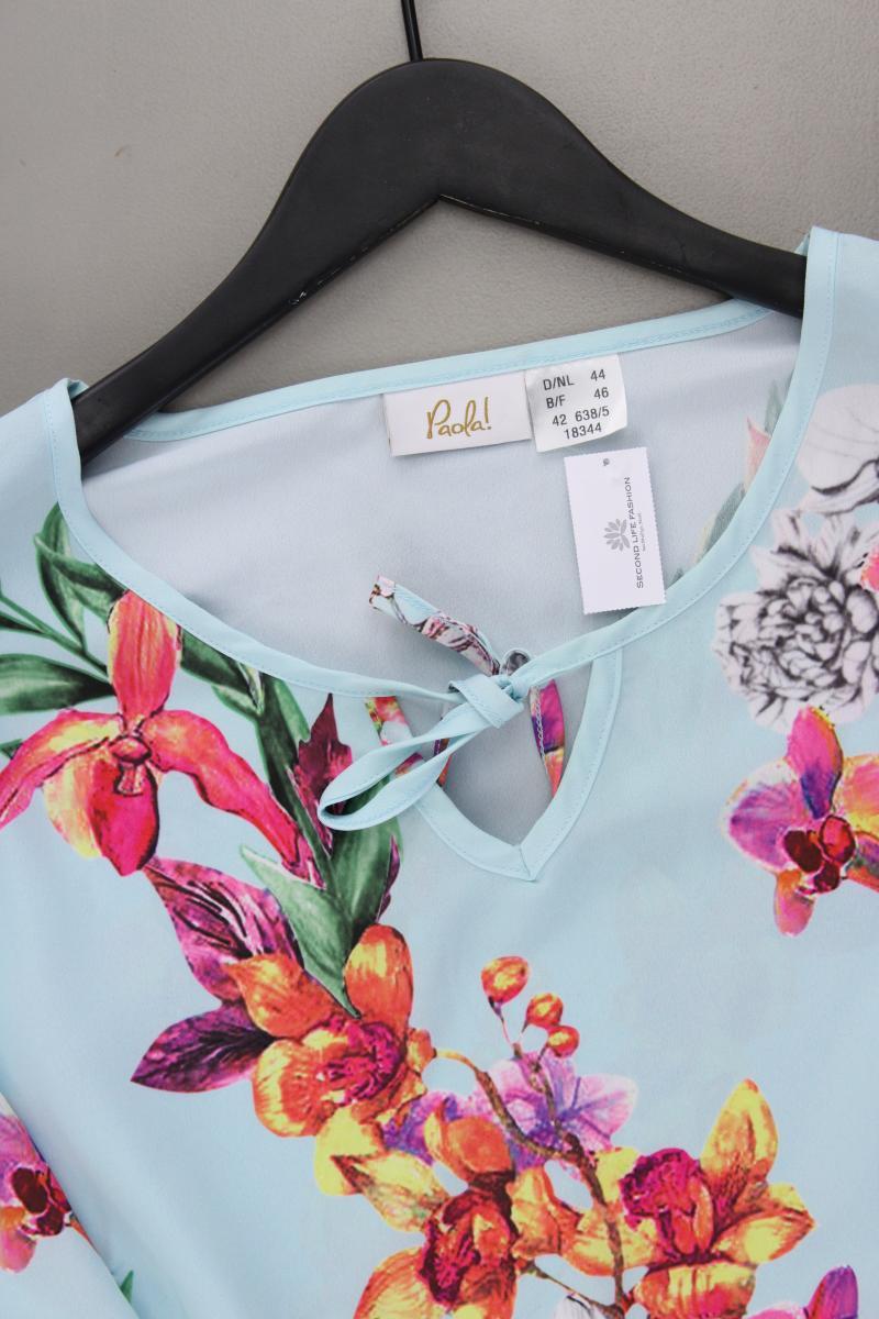 Paola Classic Bluse Gr. 44 mit Blumenmuster neuwertig 3/4 Ärmel blau