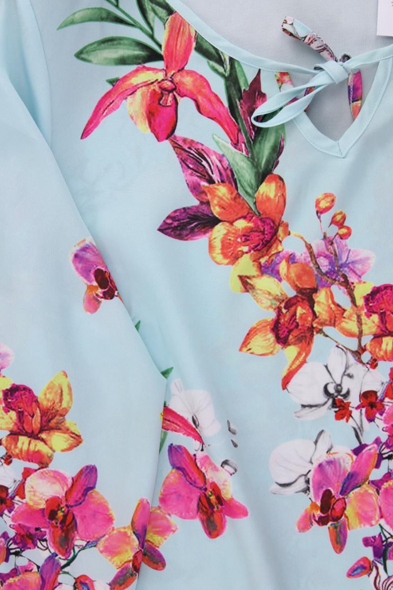 Paola Classic Bluse Gr. 44 mit Blumenmuster neuwertig 3/4 Ärmel blau