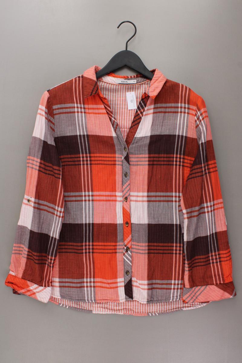 Cecil Karobluse Gr. XL kariert Langarm orange aus Baumwolle