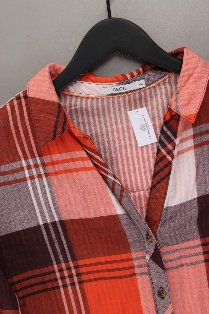Cecil Karobluse Gr. XL kariert Langarm orange aus Baumwolle