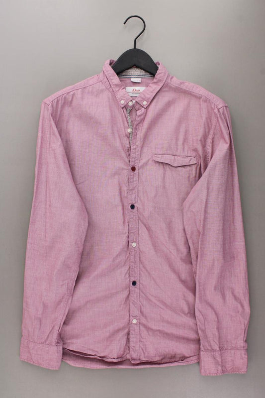 s.Oliver Langarmhemd für Herren Gr. L rot aus Baumwolle