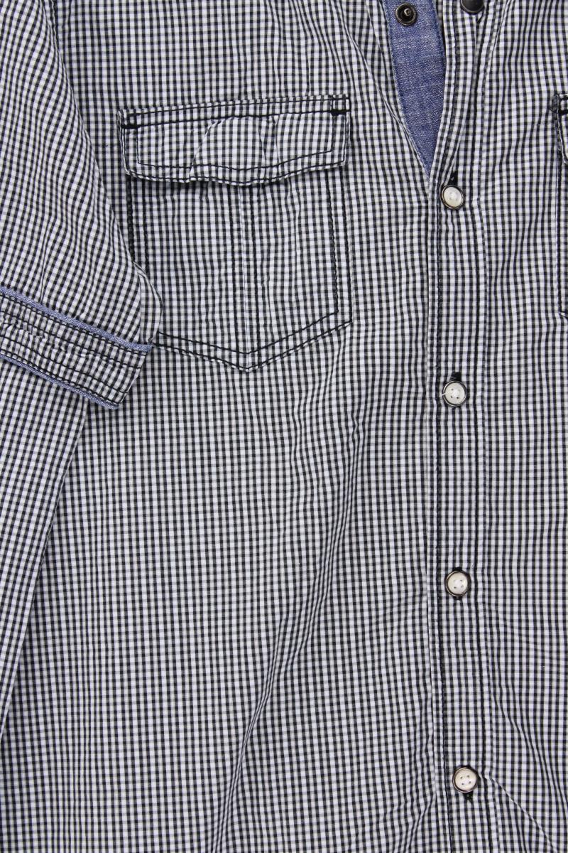 s.Oliver Karohemd für Herren Gr. M kariert Kurzarm grau aus Baumwolle