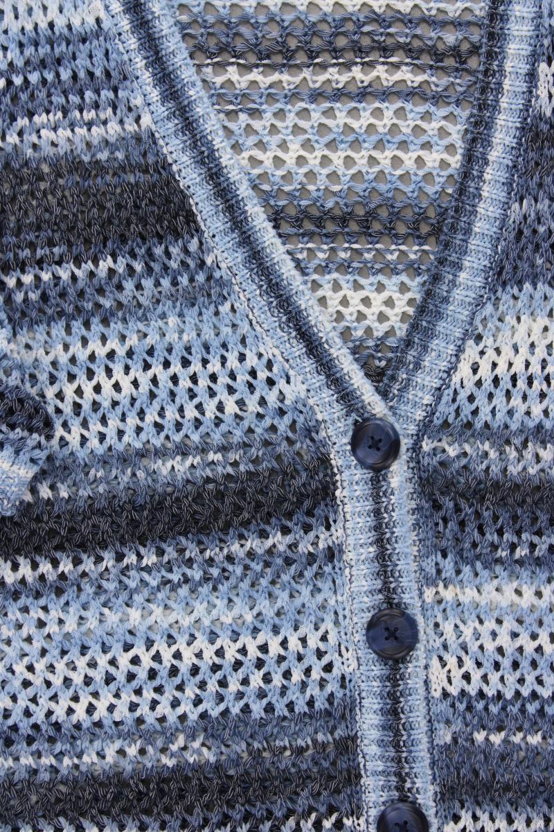 Paola Strickjacke Gr. 52 Kurzarm blau aus Polyacryl