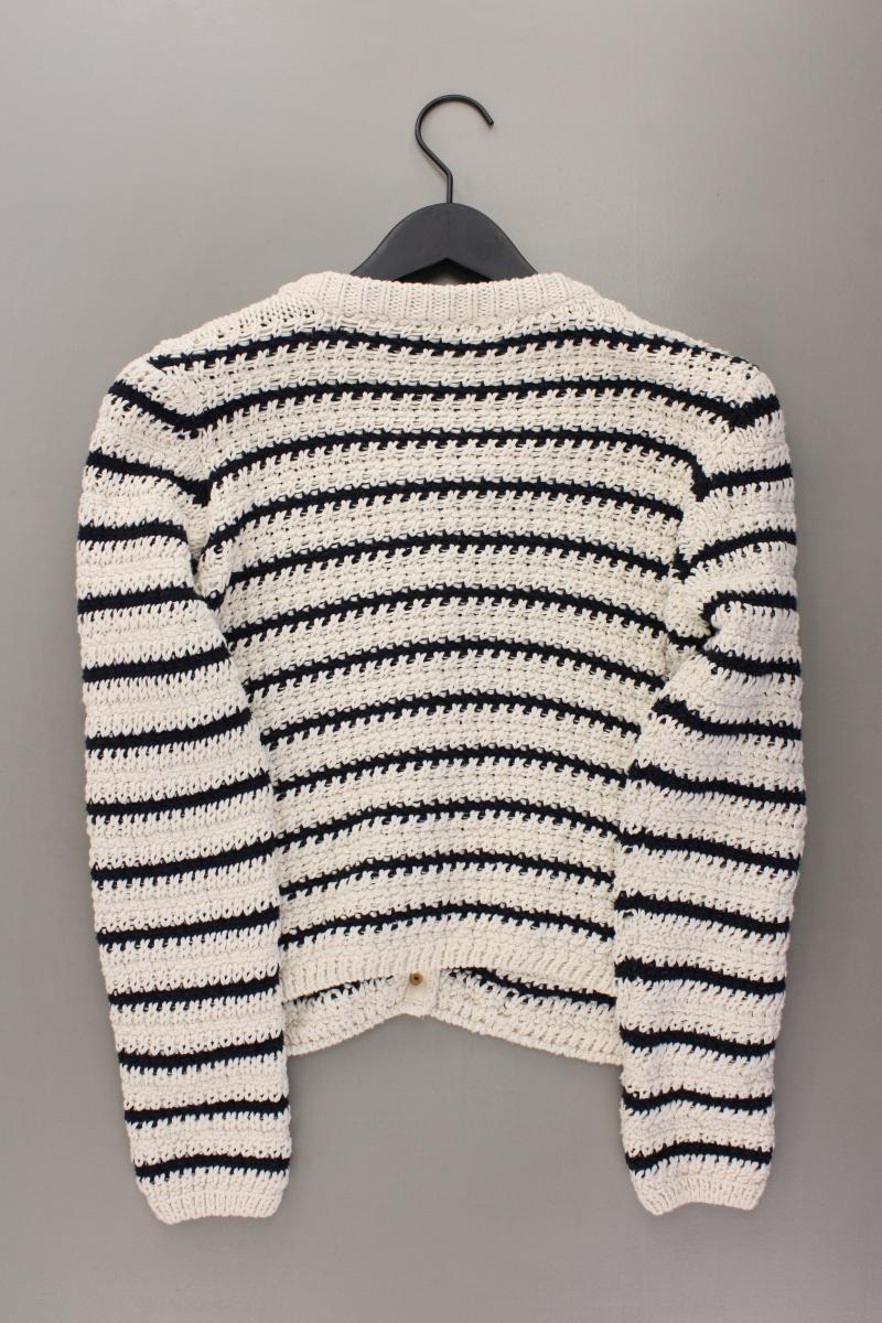 Zara Strickjacke Gr. L gestreift Langarm creme aus Baumwolle