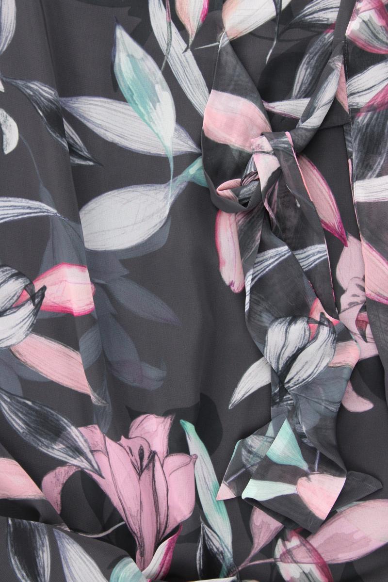 comma, Chiffonkleid Gr. 42 mit Blumenmuster Ärmellos lila aus Polyester