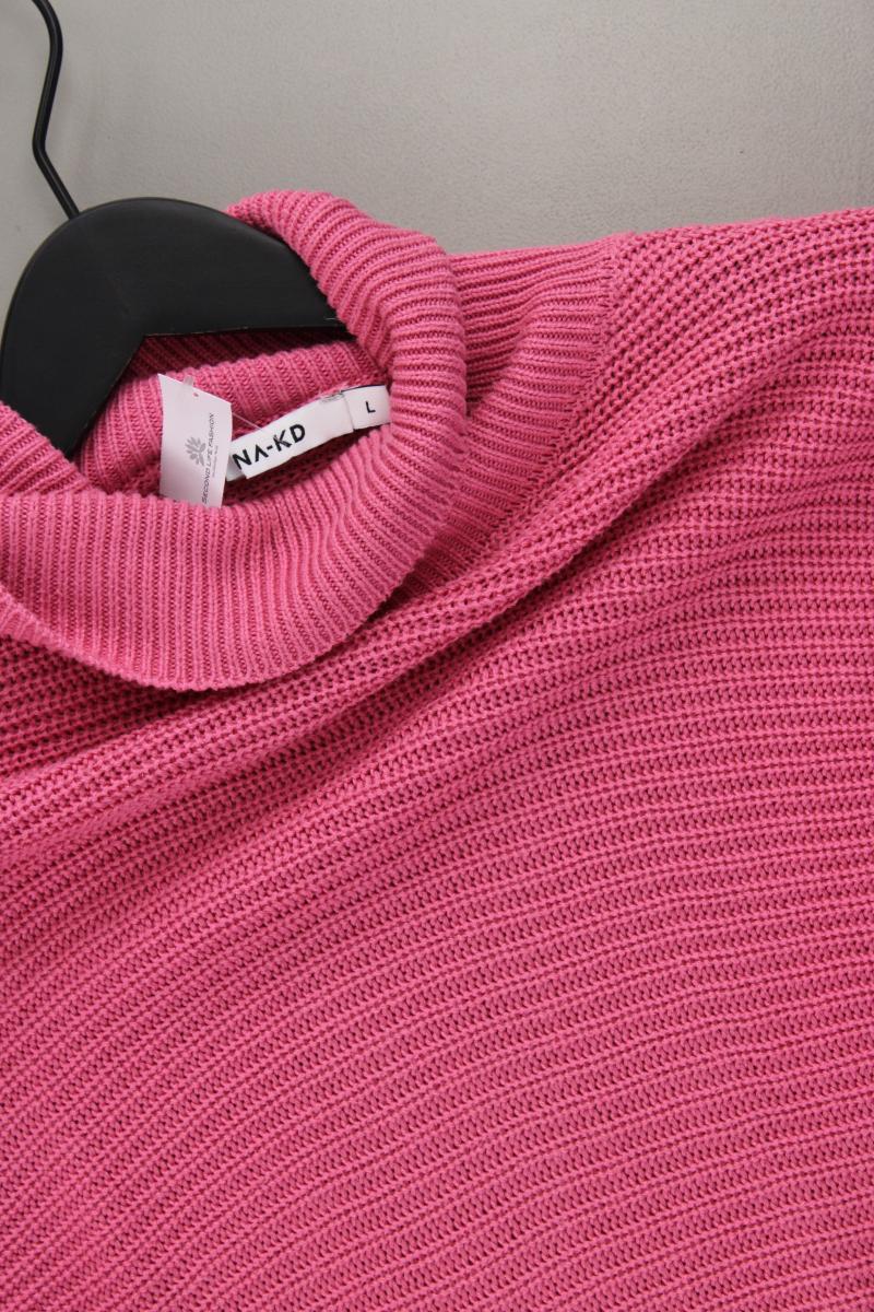 NA-KD Grobstrickpullover Gr. L pink aus Baumwolle