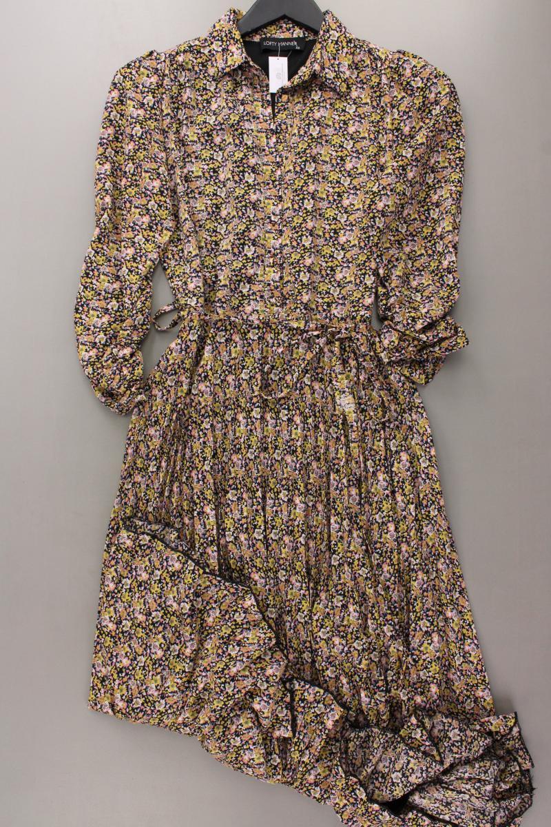 LOFTY MANNER Midikleid Gr. XS mit Blumenmuster mit Gürtel 3/4 Ärmel mehrfarbig