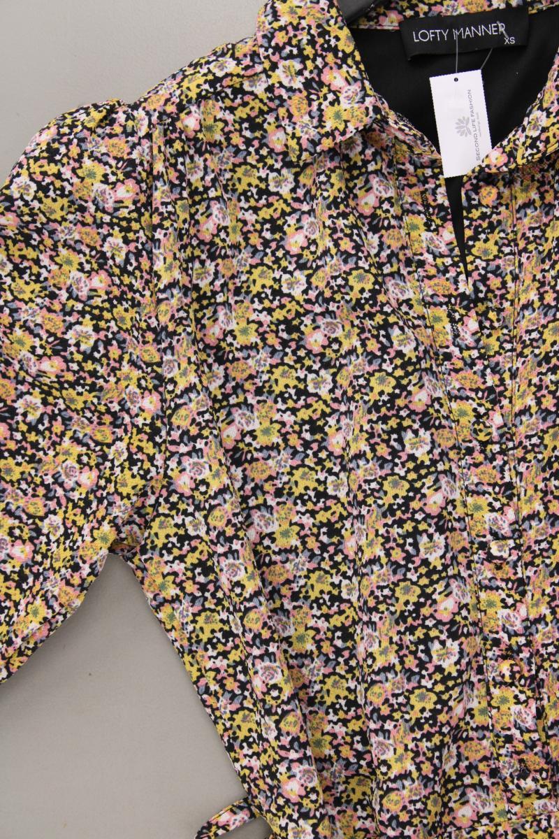 LOFTY MANNER Midikleid Gr. XS mit Blumenmuster mit Gürtel 3/4 Ärmel mehrfarbig