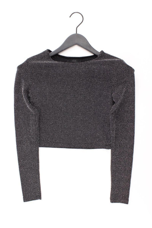 H&M Glitzer Crop Longshirt Gr. XS Langarm mit Glitzer silber aus Polyamid