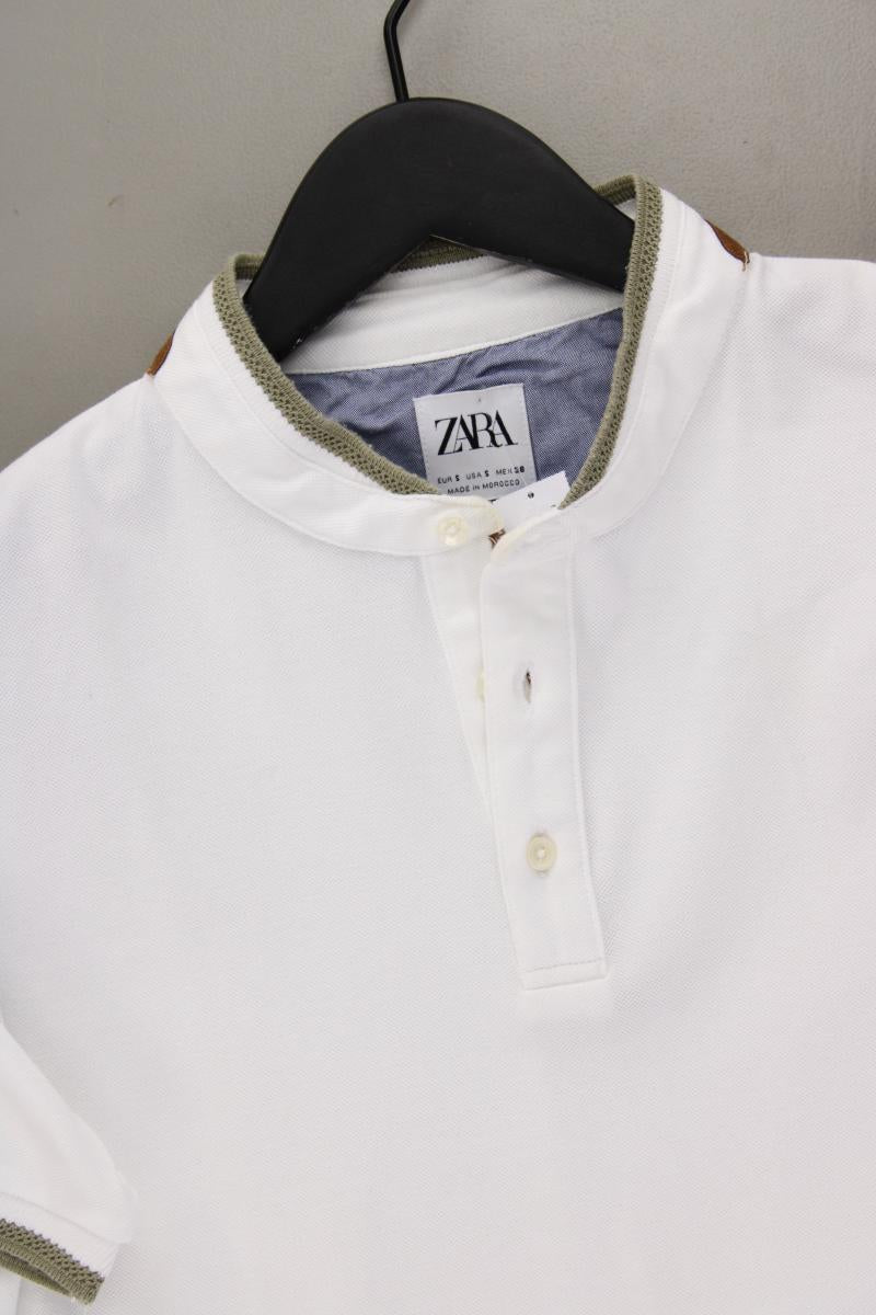 Zara T-Shirt für Herren Gr. S Kurzarm weiß