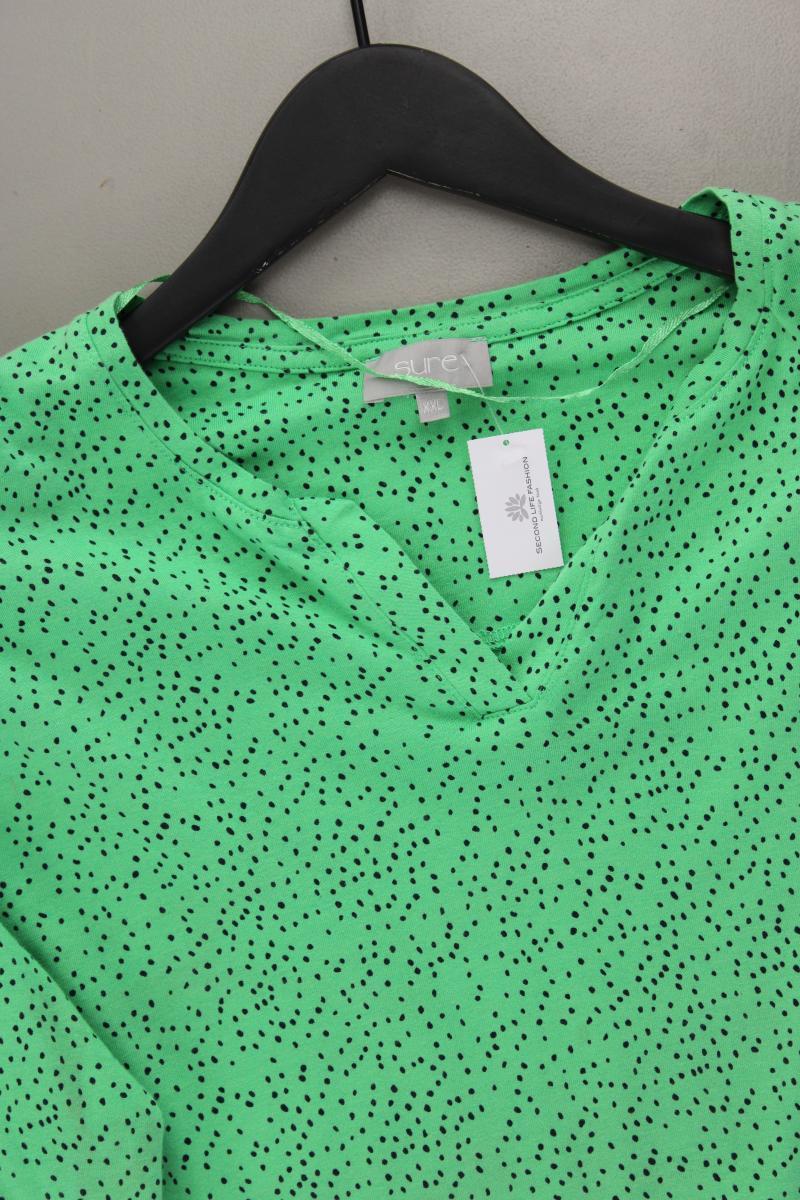 Sure Shirt mit V-Ausschnitt Gr. XXL gepunktet 3/4 Ärmel grün aus Baumwolle